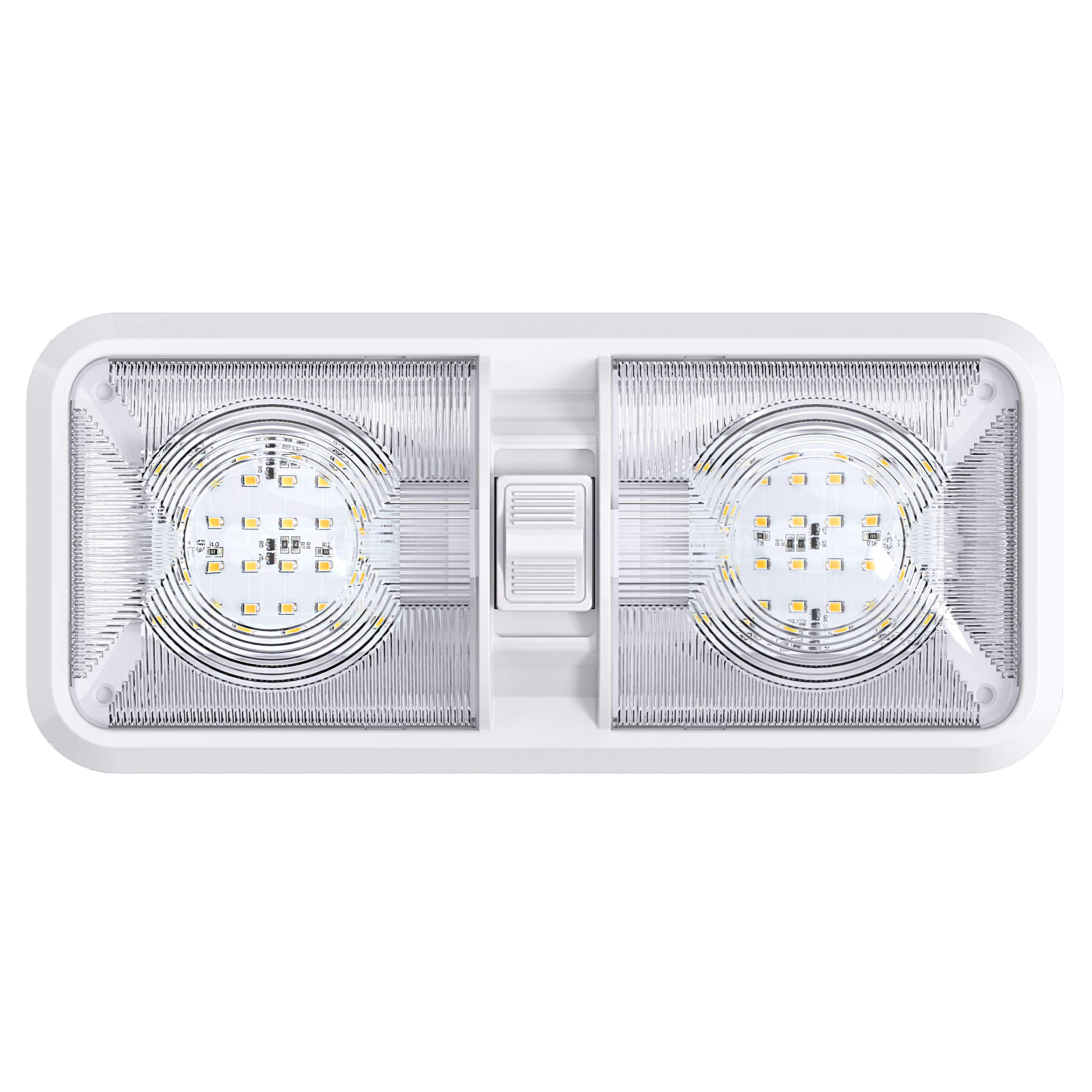 2 Pack RV LED Ceiling Double Dome Light Fixture with ON/OFF Switch Interior Lighting for Car/RV/Trailer/Camper/Boat DC 12V Natural White 4000-4500K 48X2835SMD - Image 9