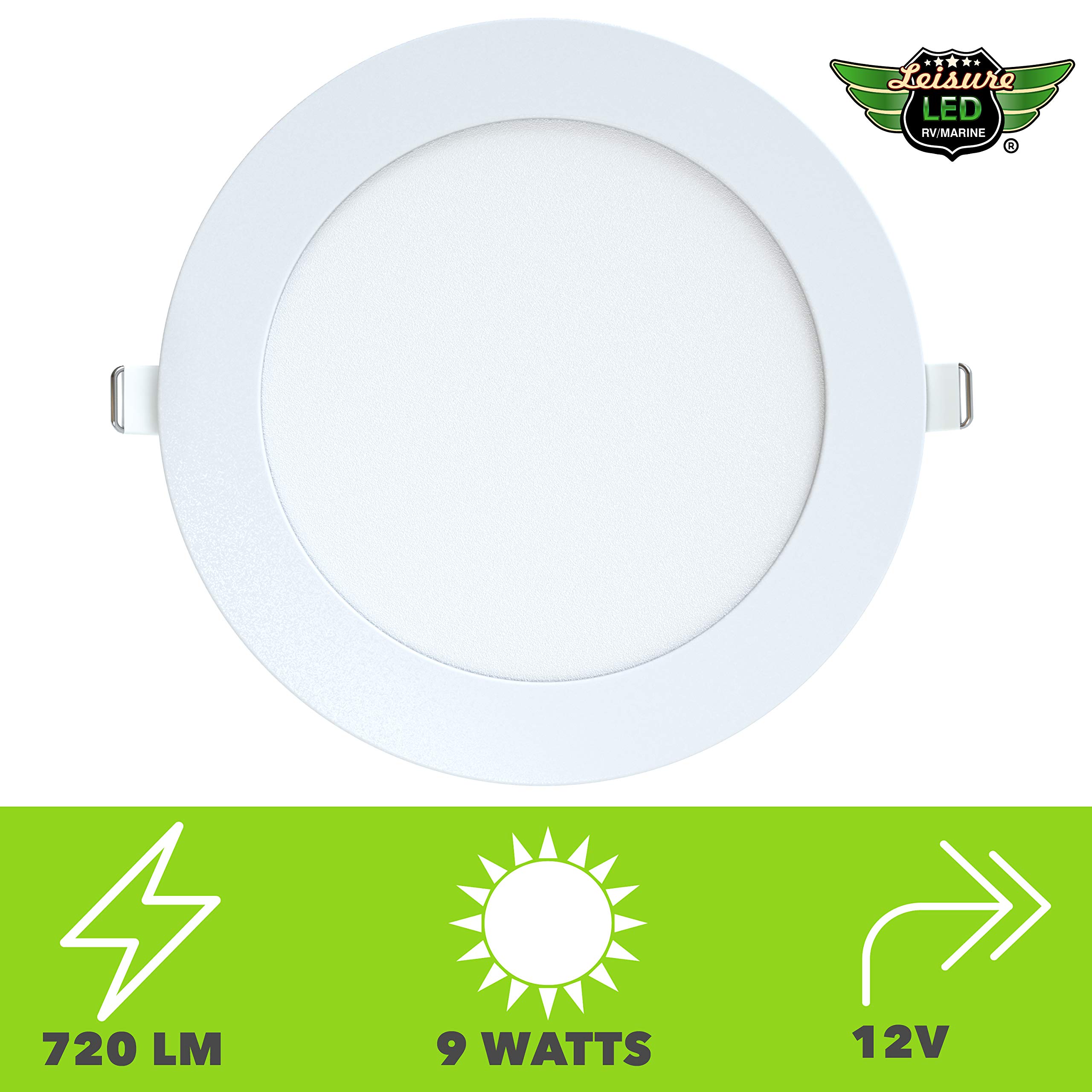 5 Pack Leisure LED RV Boat Recessed Ceiling Light 720 Lumen Super Slim LED Panel Light DC 12V 5.75" 9W Full Aluminum Downlights (Natural White) - Image 3