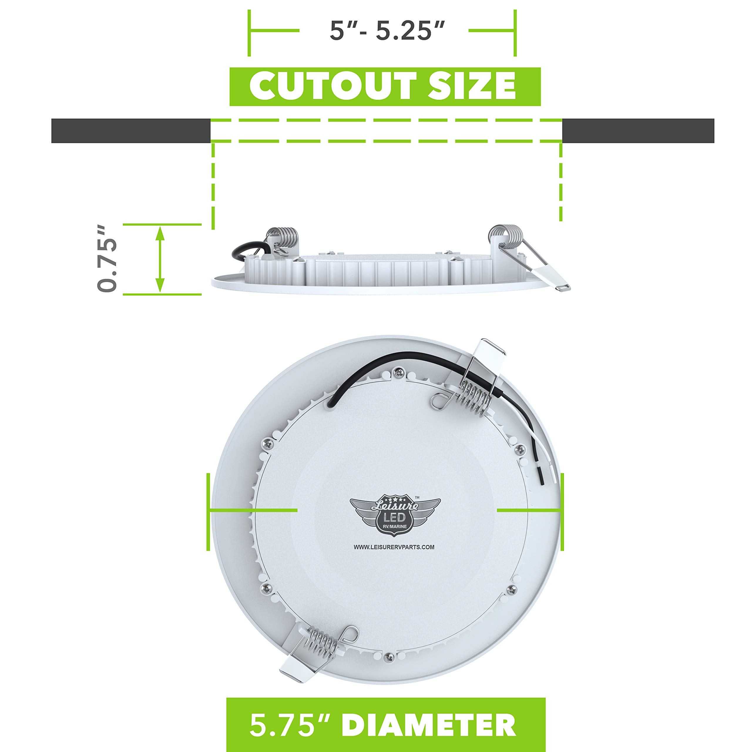 5 Pack Leisure LED RV Boat Recessed Ceiling Light 720 Lumen Super Slim LED Panel Light DC 12V 5.75" 9W Full Aluminum Downlights (Natural White) - Image 5