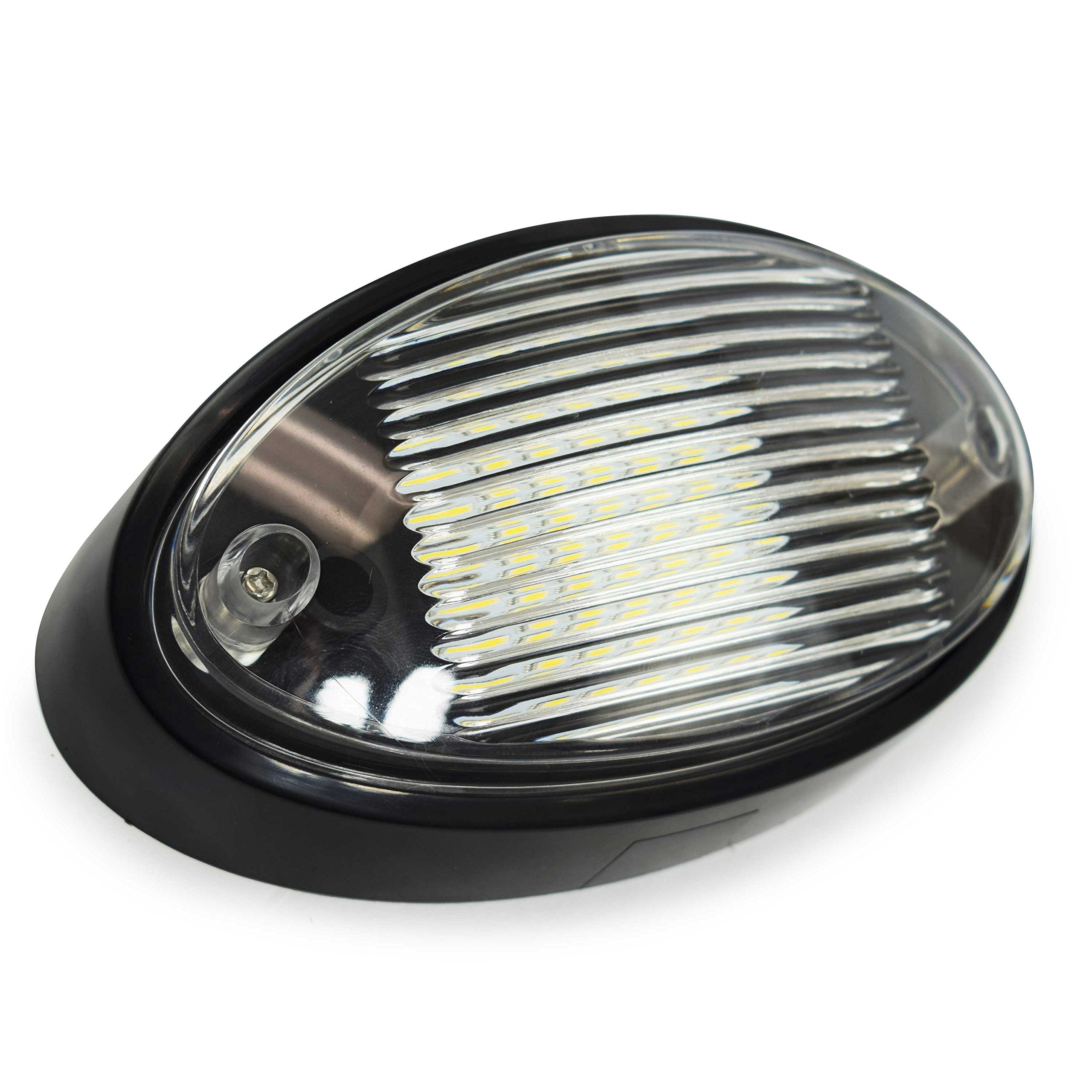 LED RV Exterior Porch Utility Light Oval 12v 300 Lumen Lighting Fixture Replacement Lighting for RVs, Trailers, Campers, 5th Wheels. Black Base,Clear and Amber Lens, No Switch(Black No Switch, 1-Pack) - Image 4