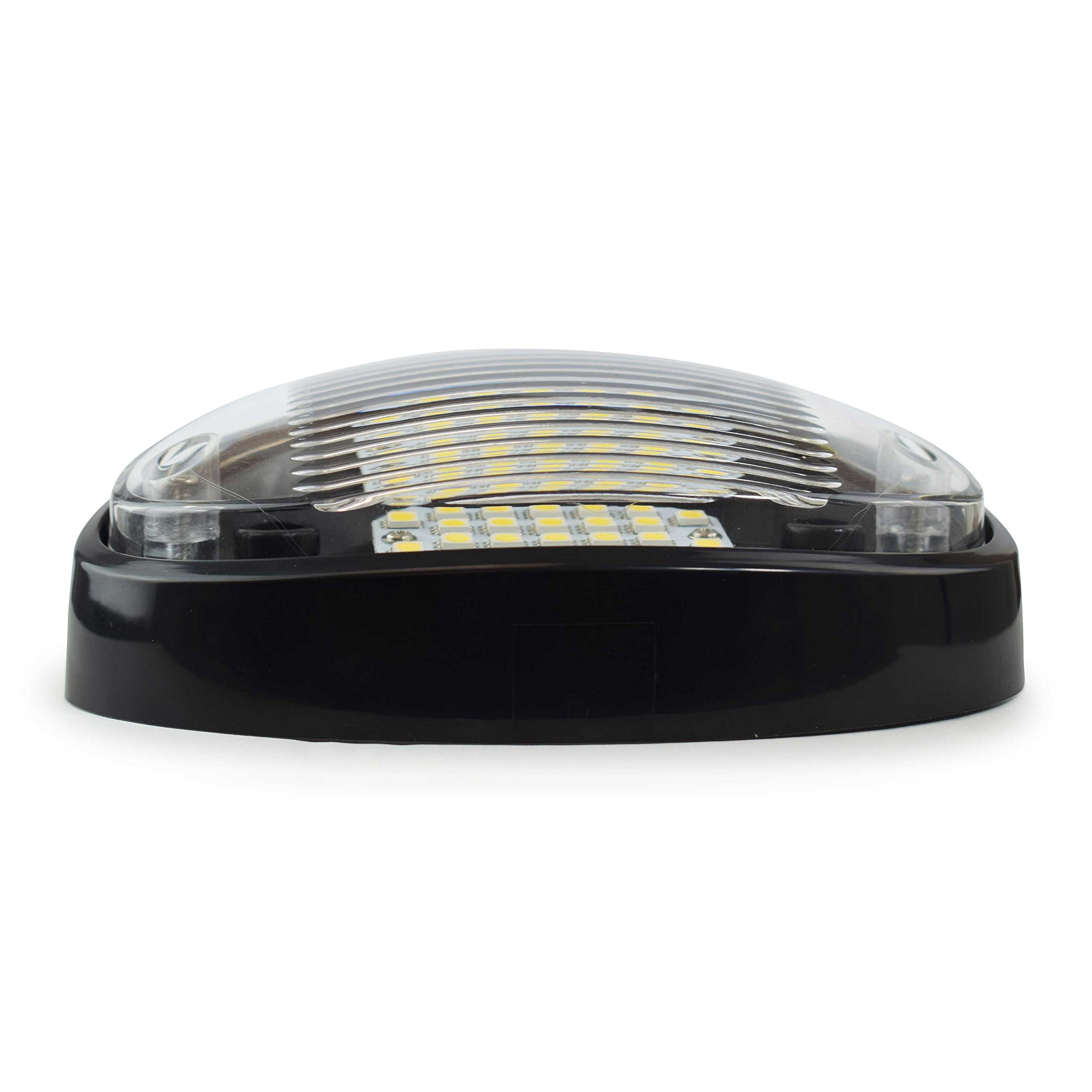 LED RV Exterior Porch Utility Light Oval 12v 300 Lumen Lighting Fixture Replacement Lighting for RVs, Trailers, Campers, 5th Wheels. Black Base,Clear and Amber Lens, No Switch(Black No Switch, 1-Pack) - Image 6