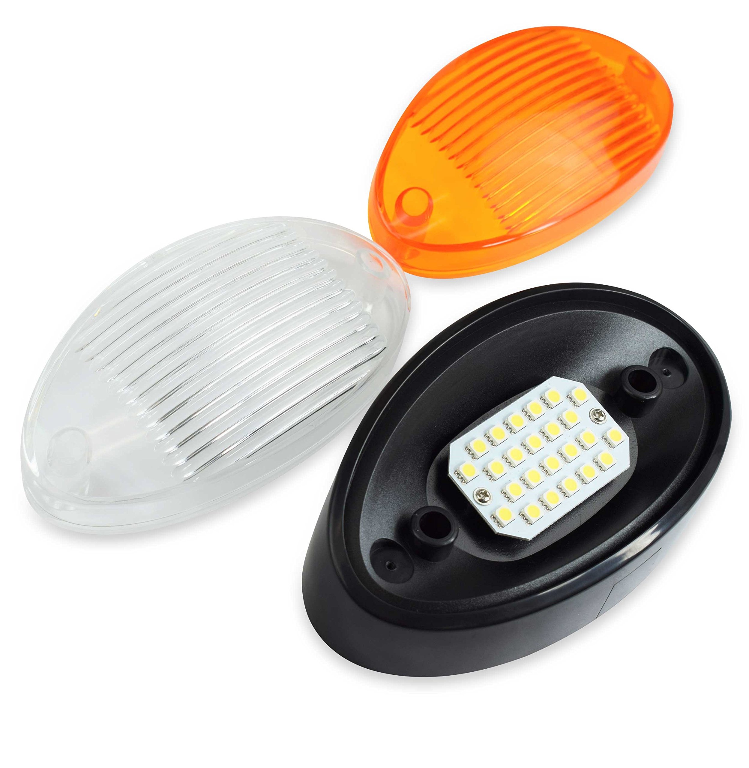 LED RV Exterior Porch Utility Light Oval 12v 300 Lumen Lighting Fixture Replacement Lighting for RVs, Trailers, Campers, 5th Wheels. Black Base,Clear and Amber Lens, No Switch(Black No Switch, 1-Pack) - Image 7