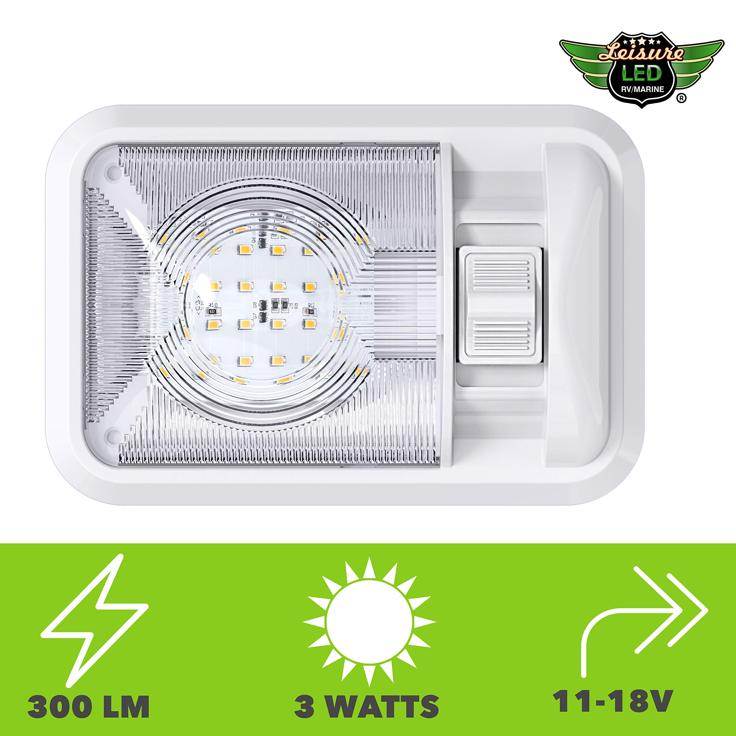 Leisure LED 5 Pack 12V Led RV Ceiling Dome Light RV Interior Lighting for Trailer Camper with Switch, Single Dome 300LM (Natural White 4000-4500K, 5-Pack) - Image 7