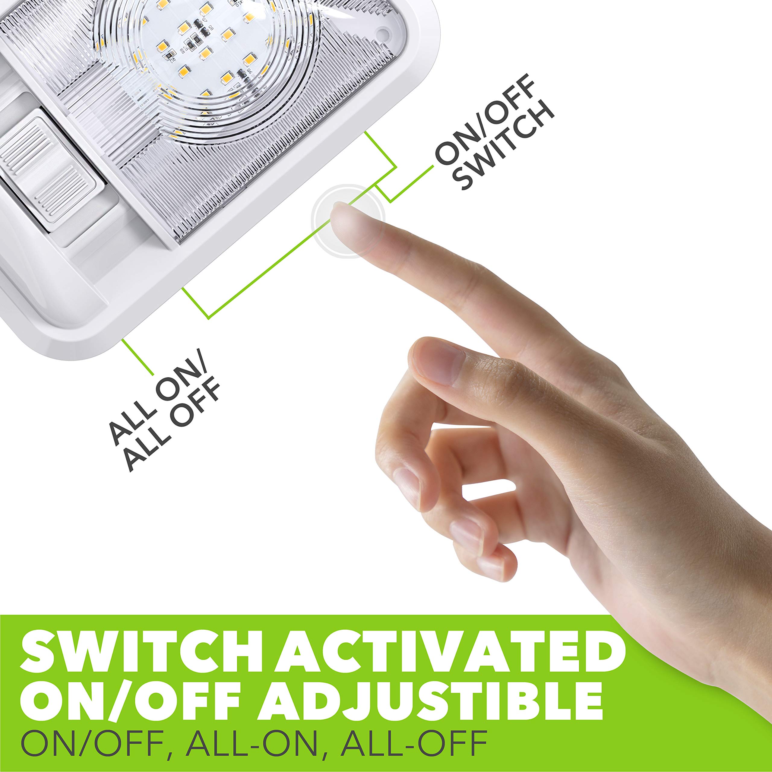 Leisure LED 2 Pack 12V RV Ceiling Dome Light RV Interior Lighting for Trailer Camper with Switch, Single Dome 300LM (Natural White 4000-4500K, 2-Pack) - Image 6