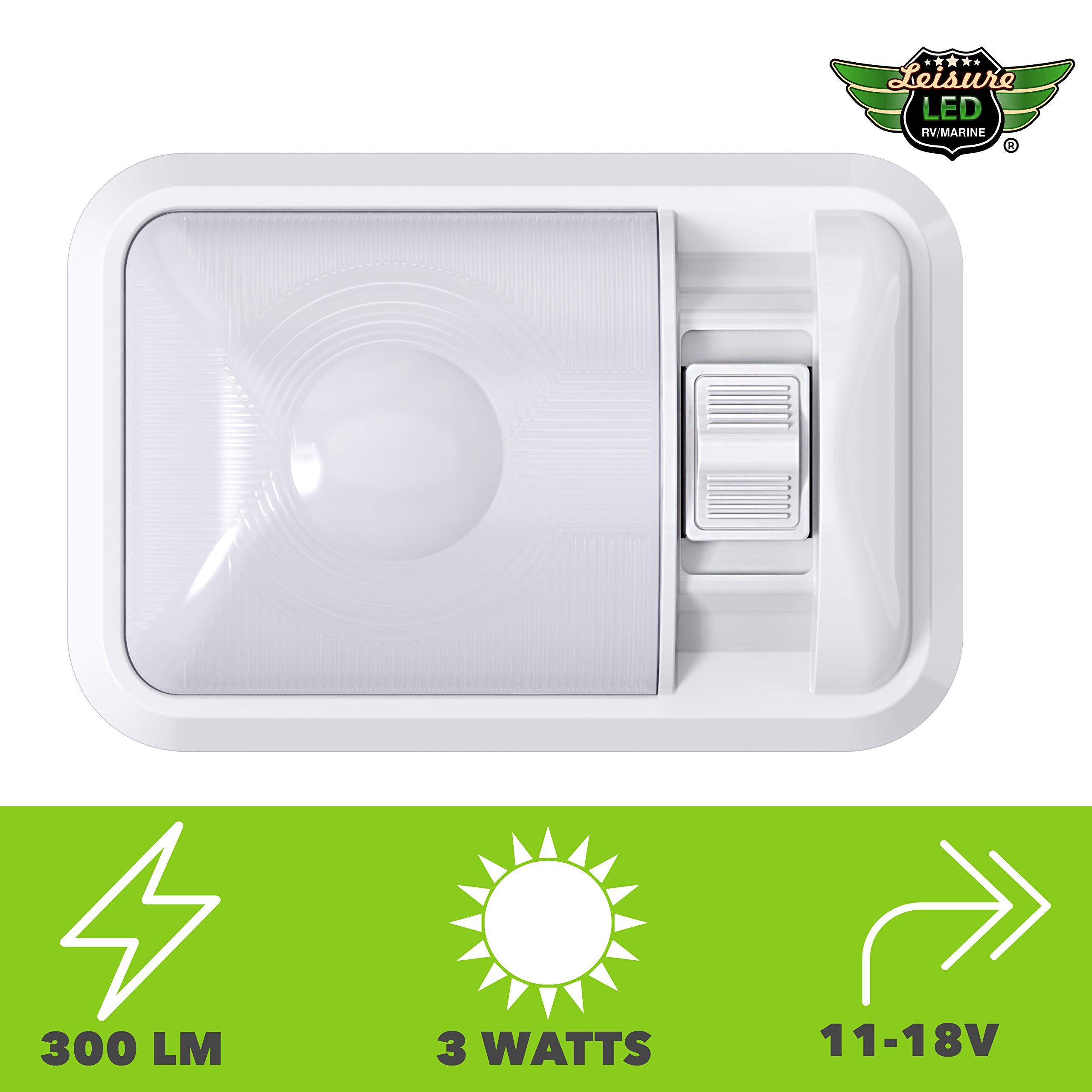 Leisure LED 2 Pack 12V RV Ceiling Dome Light RV Interior Lighting Frosted Lens for Trailer Camper with Switch, Single Dome 300LM (Frosted Lens Natural White 4000-4500K, 2-Pack) - Image 6