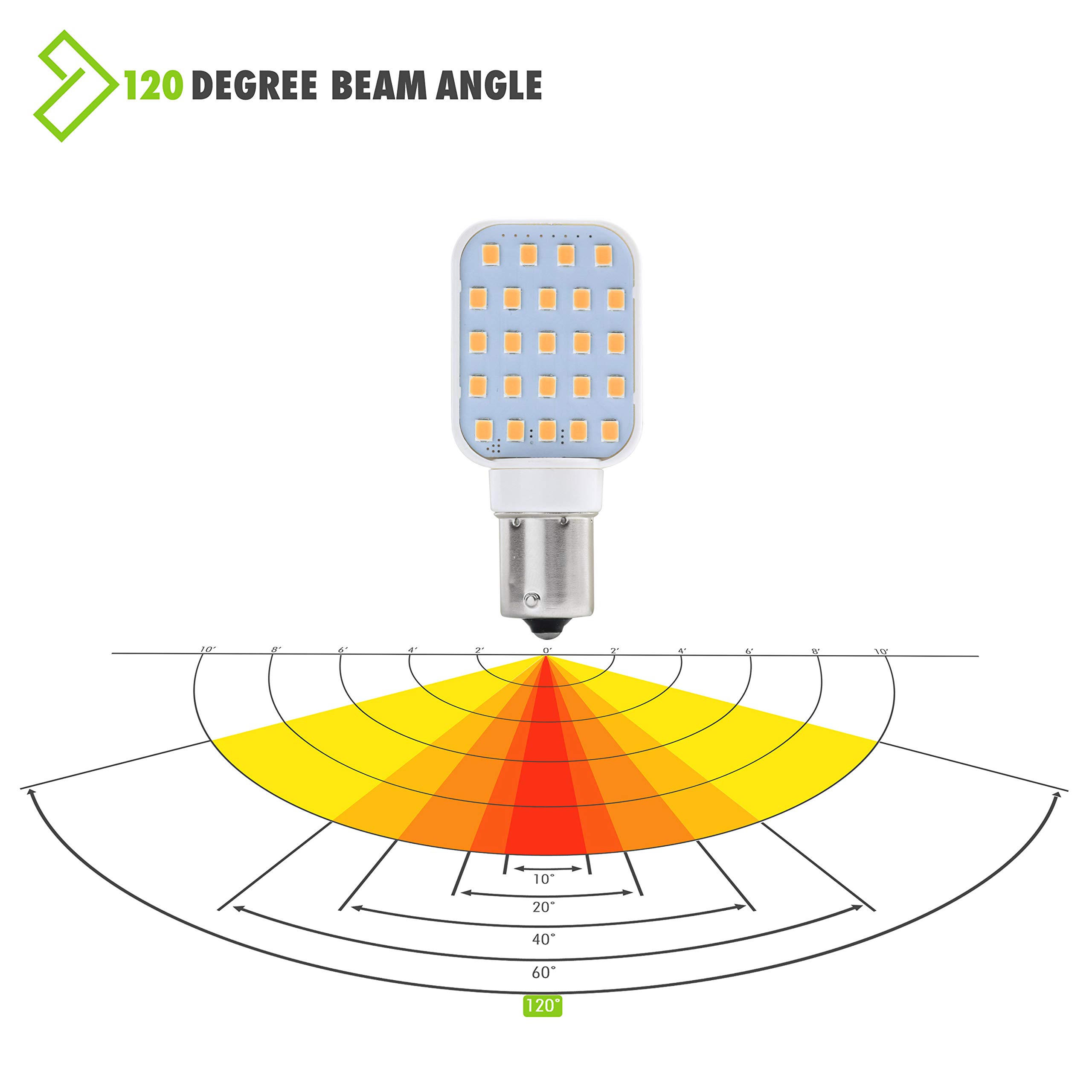 Leisure LED 2 Pack RV Interior LED Light Rotating Bulb Super Bright 312 Lumen 1141 1156 BA15S 24-SMD Camper Trailer Lamp Bulb 10-30V Warm White (2-Pack) - Image 4