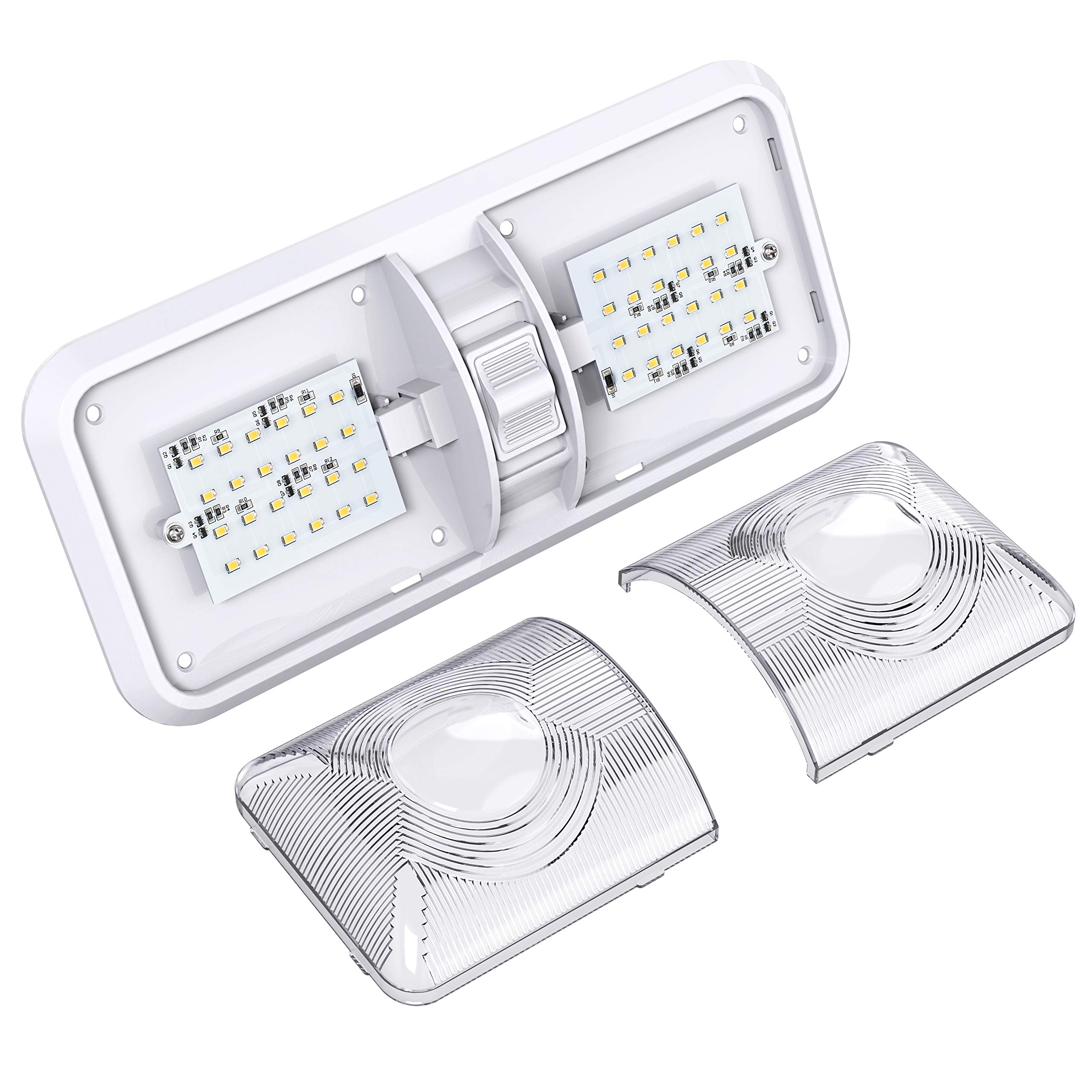 2 Pack RV LED Ceiling Double Dome Light Fixture with ON/OFF Switch Interior Lighting for Car/RV/Trailer/Camper/Boat DC 12V Natural White 4000-4500K 48X2835SMD - Image 7