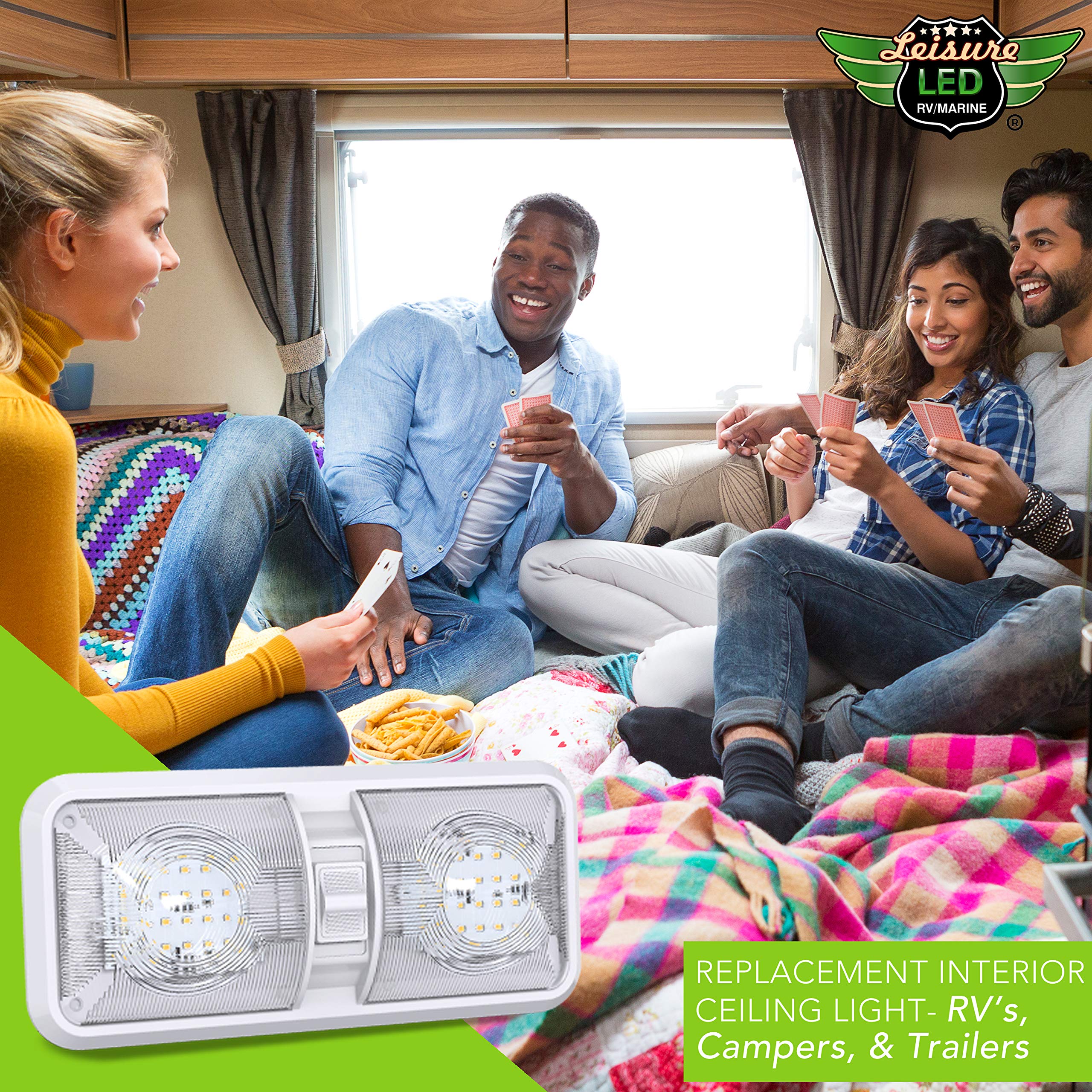 Leisure LED 3 Pack RV LED Ceiling Double Dome Light Fixture with ON/OFF Switch Interior Lighting for Car/RV/Trailer/Camper/Boat DC 12V Natural White 4000-4500K 48X2835SMD - Image 9