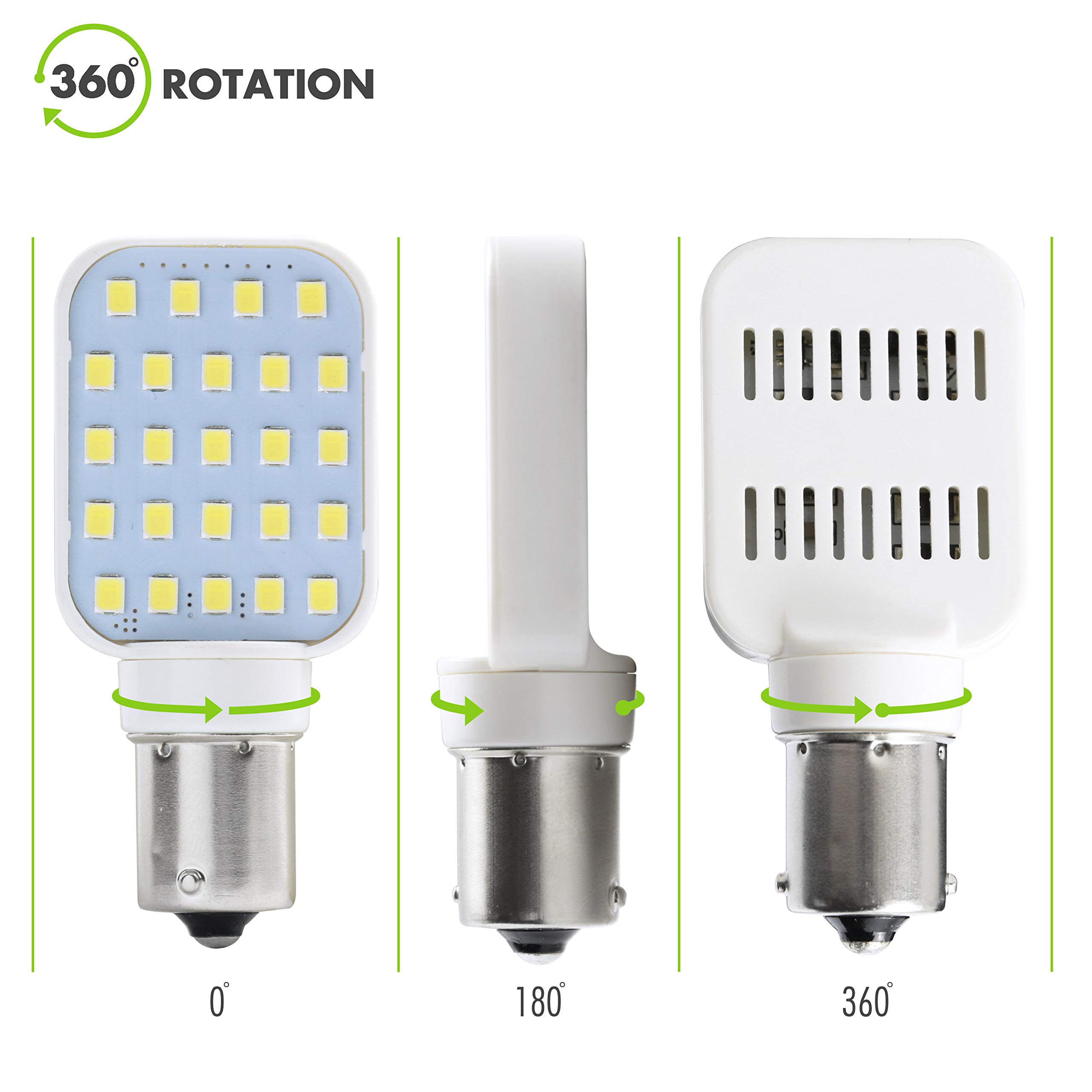 Leisure LED 4 Pack RV Interior LED Light Rotating Bulb Super Bright 312 Lumen 1141 1156 BA15S 24-SMD Camper Trailer Lamp Bulb 10-30V Cool White (4-Pack) - Image 3