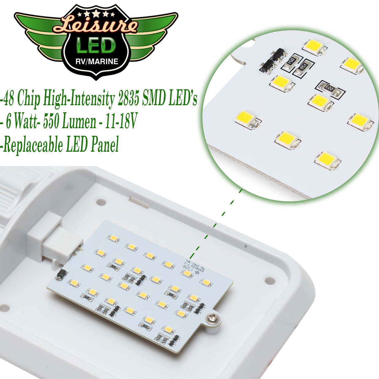 Leisure LED 5 Pack 12V Led RV Ceiling Dome Light RV Interior Lighting for Trailer Camper with Switch, Single Dome 300LM (Natural White 4000-4500K, 5-Pack) - Image 5