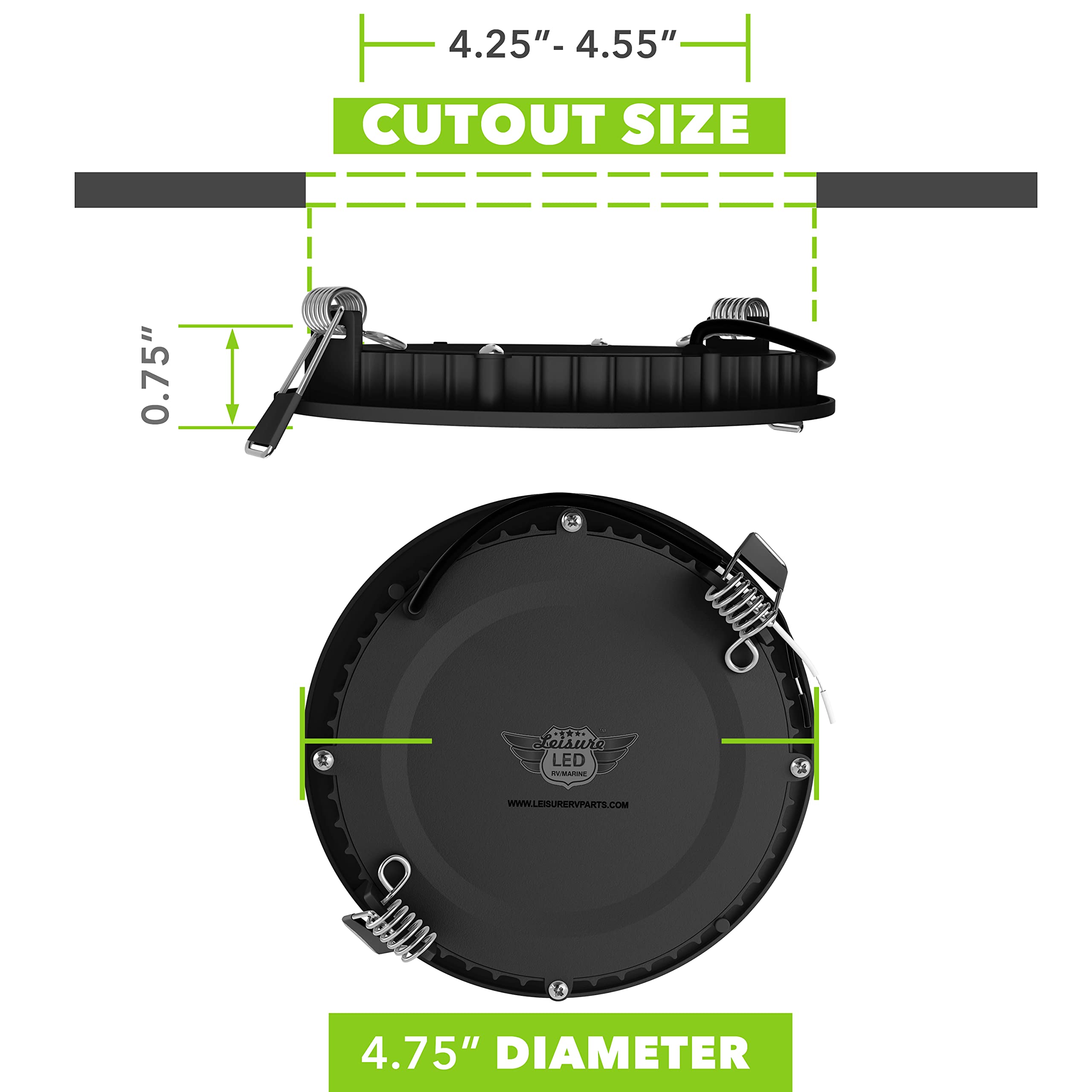 Leisure LED 5 Pack RV Boat Recessed Ceiling Light 480 Lumen Super Slim LED Panel Light DC 12V 4.75" 6W Full Aluminum Downlights, Black (LED Recessed 4.75 WW) - Image 5