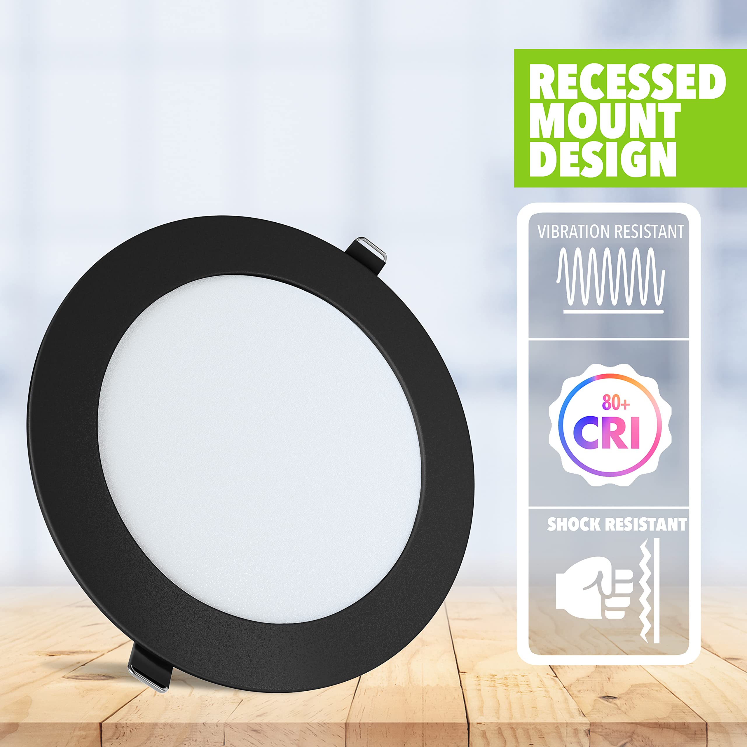 Leisure LED 5 Pack RV Boat Recessed Ceiling Light 720 Lumen Super Slim LED Panel Light DC 12V 5.75" 9W Full Aluminum Downlights Black (Cool White) - Image 4