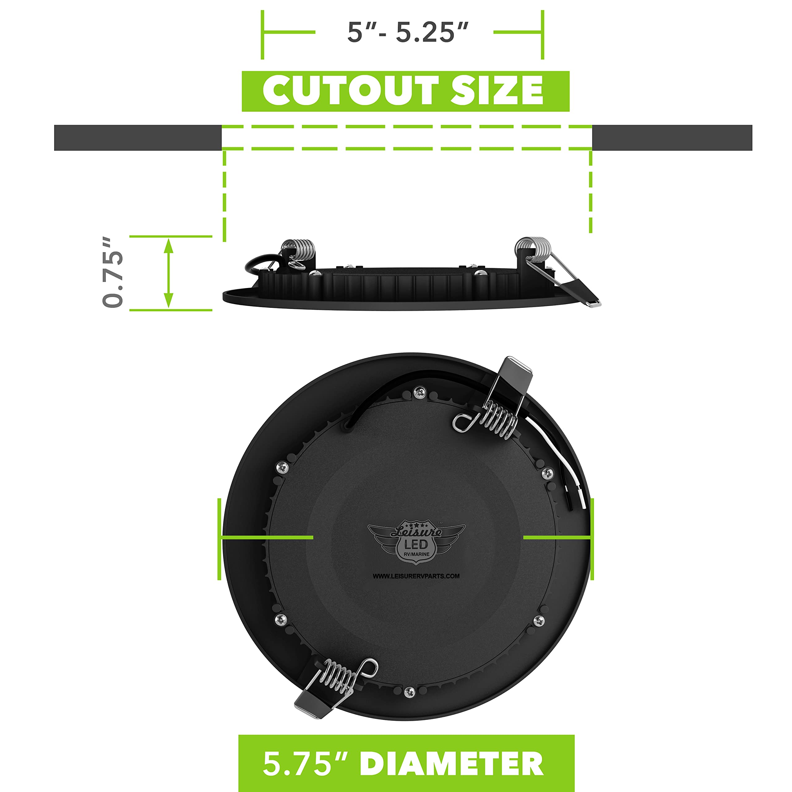 Leisure LED 5 Pack RV Boat Recessed Ceiling Light 720 Lumen Super Slim LED Panel Light DC 12V 5.75" 9W Full Aluminum Downlights Black (Cool White) - Image 5