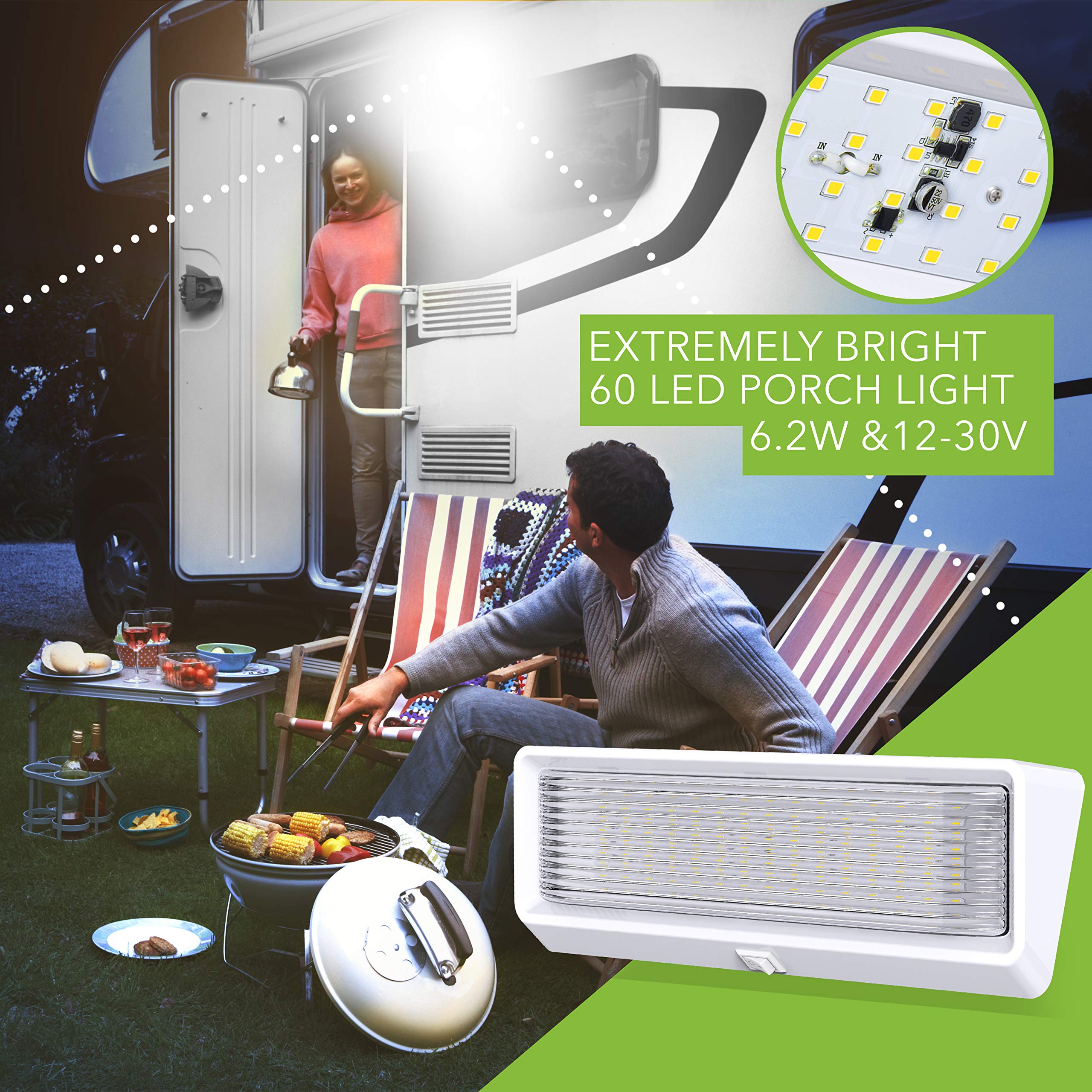 Leisure LED RV Exterior Porch Utility Light with Switch XL 12v 650 Lumen Lighting Fixture. Replacement Lighting for RVs, Trailers, Campers, 5th Wheels White Base Clear Lens (White, 1-Pack) - Image 5