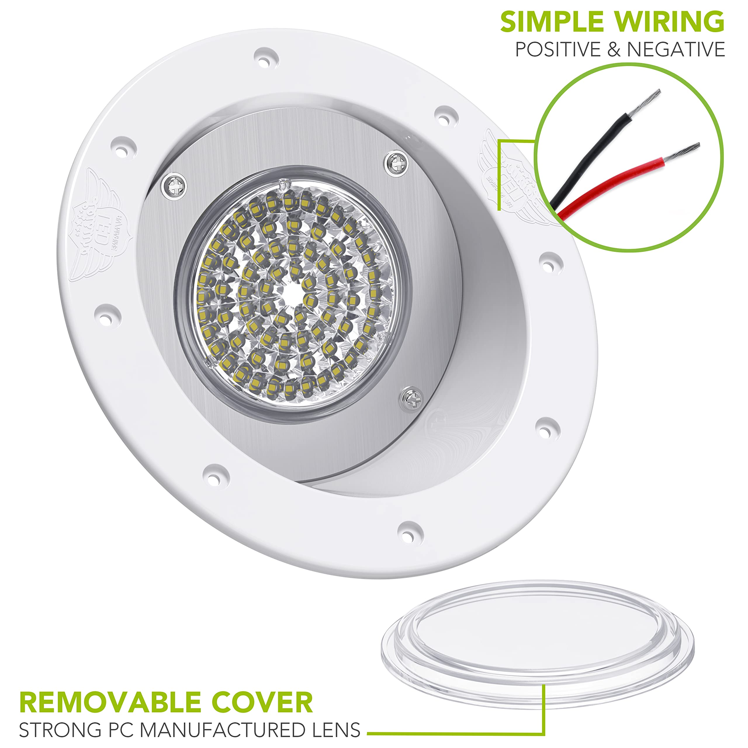 Leisure LED RV Exterior Round Flood Porch Utility Light - White 12v 1100 Lumen Lighting Fixture Replacement Lighting for Weekend Warrior RVs, Trailers, Campers, 5th Wheels (White) - Image 4