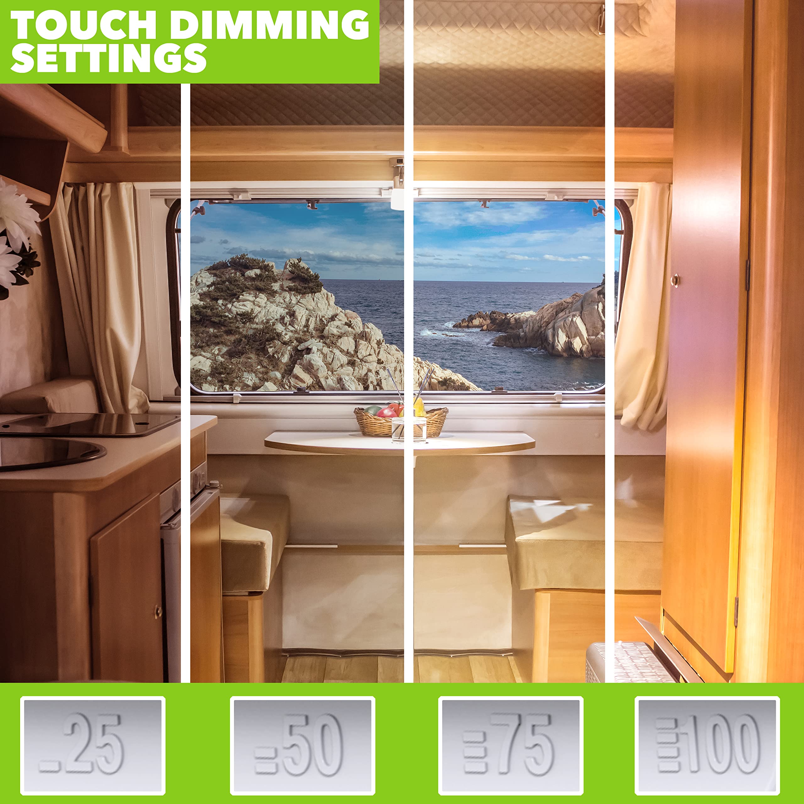 Leisure LED RV LED Ceiling Light 21" x 8" Fixture 2000 Lumen with Touch Dimmer Switch Interior Lighting for Car/RV/Trailer/Camper/Boat DC 12V Natural White 4000-4500K (1 Pack) - Image 4