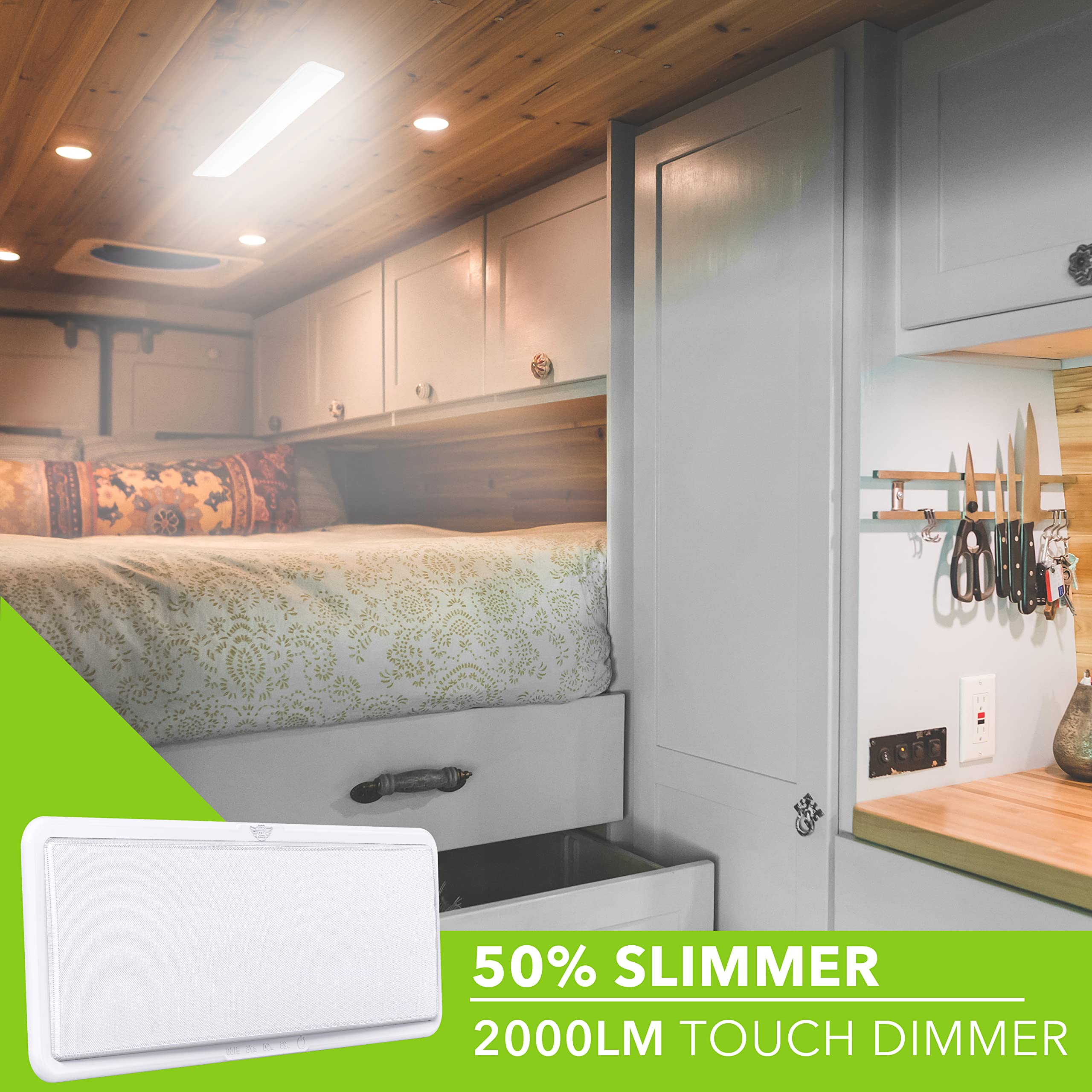 Leisure LED RV LED Ceiling Light 21" x 8" Fixture 2000 Lumen with Touch Dimmer Switch Interior Lighting for Car/RV/Trailer/Camper/Boat DC 12V Natural White 4000-4500K (1 Pack) - Image 6