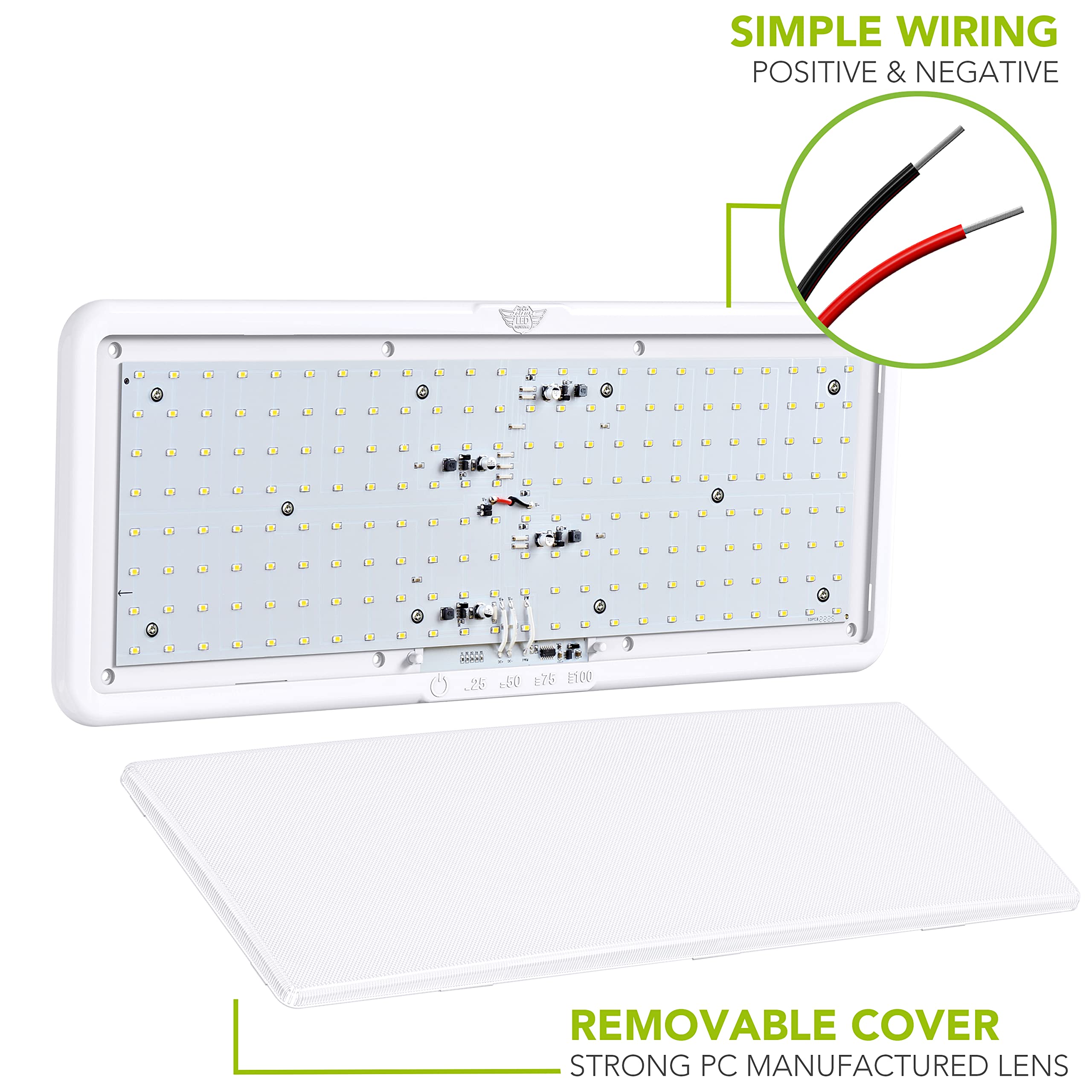 Leisure LED RV LED Ceiling Light 21" x 8" Fixture 2000 Lumen with Touch Dimmer Switch Interior Lighting for Car/RV/Trailer/Camper/Boat DC 12V Natural White 4000-4500K (1 Pack) - Image 7