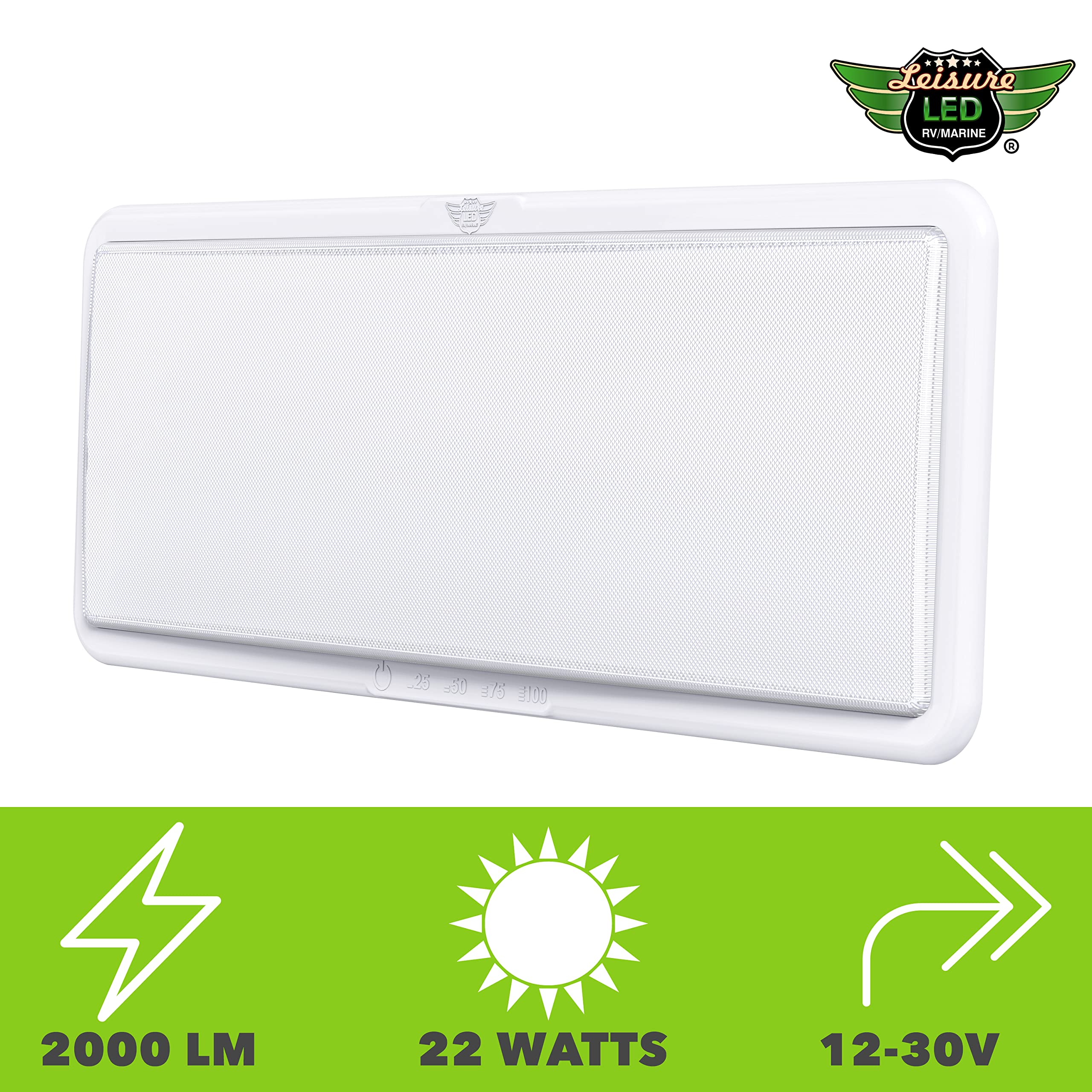 Leisure LED RV LED Ceiling Light 21" x 8" Fixture 2000 Lumen with Touch Dimmer Switch Interior Lighting for Car/RV/Trailer/Camper/Boat DC 12V Natural White 4000-4500K (1 Pack) - Image 8