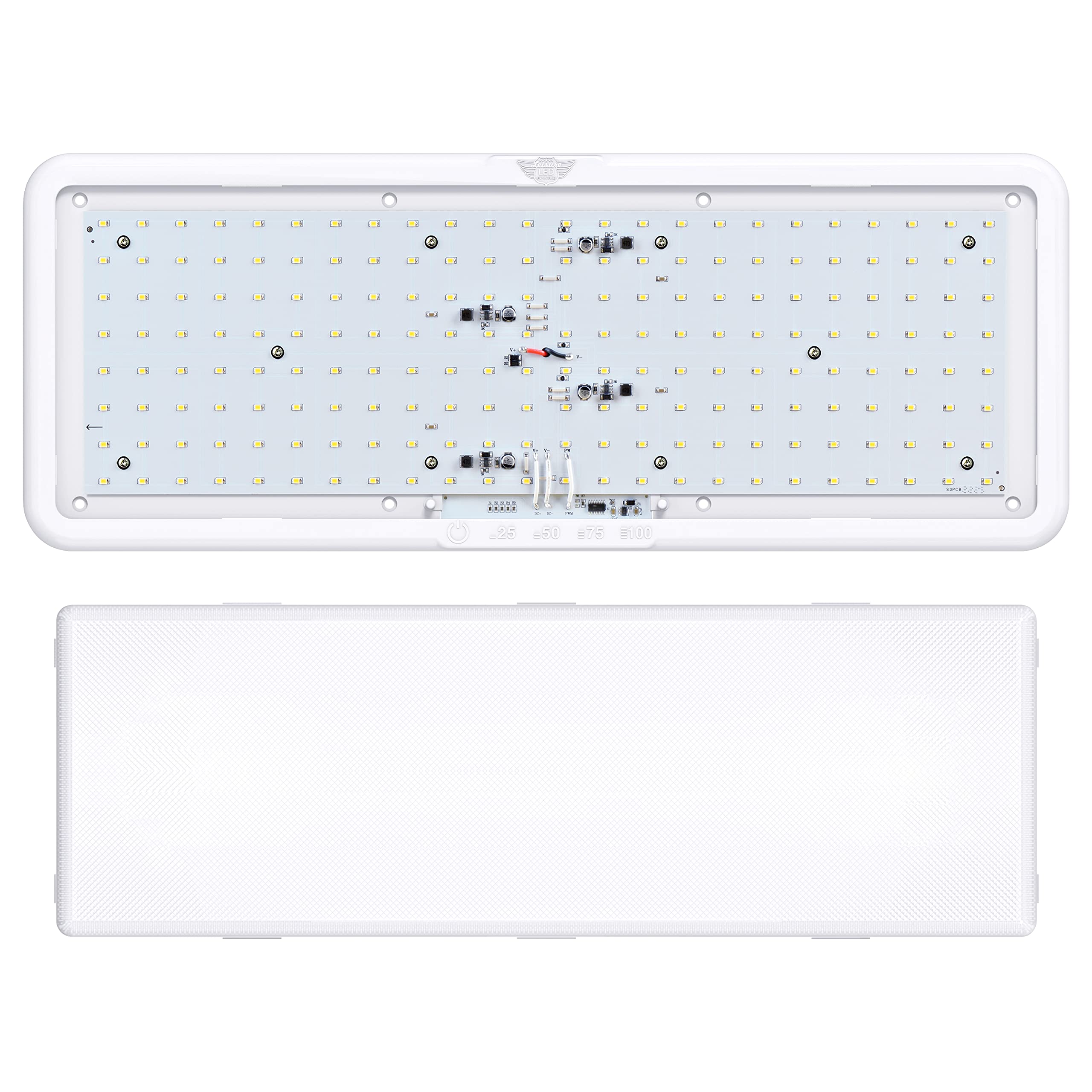 Leisure LED RV LED Ceiling Light 21" x 8" Fixture 2000 Lumen with Touch Dimmer Switch Interior Lighting for Car/RV/Trailer/Camper/Boat DC 12V Natural White 4000-4500K (1 Pack) - Image 9