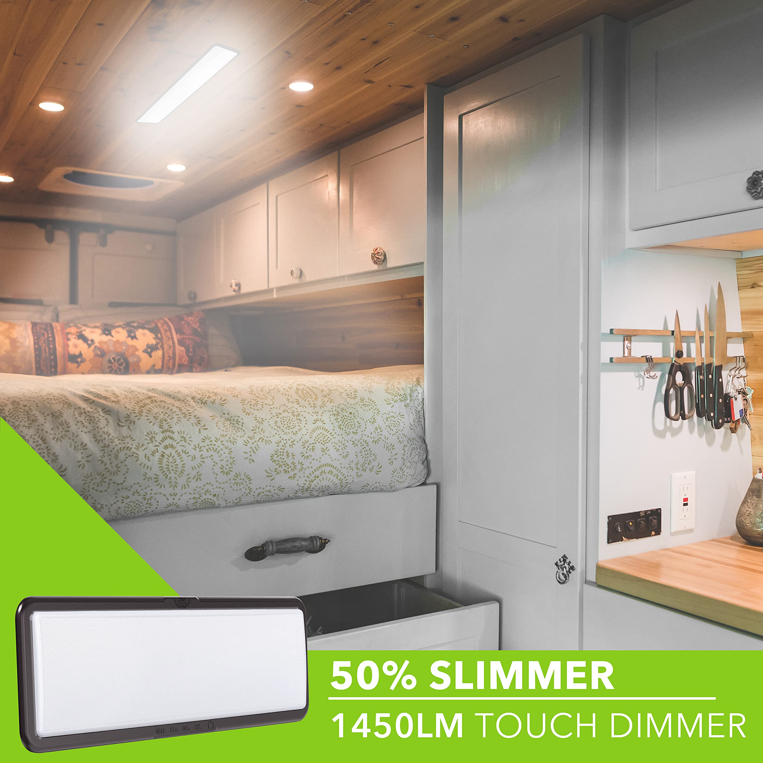 Leisure LED RV LED Ceiling Light Fixture 1450 Lumen with Touch Dimmer Switch Interior Burnt Bronze Lighting for Car/RV/Trailer/Camper/Boat DC 12V Natural White 4000-4500K (1-Pack) - Image 6