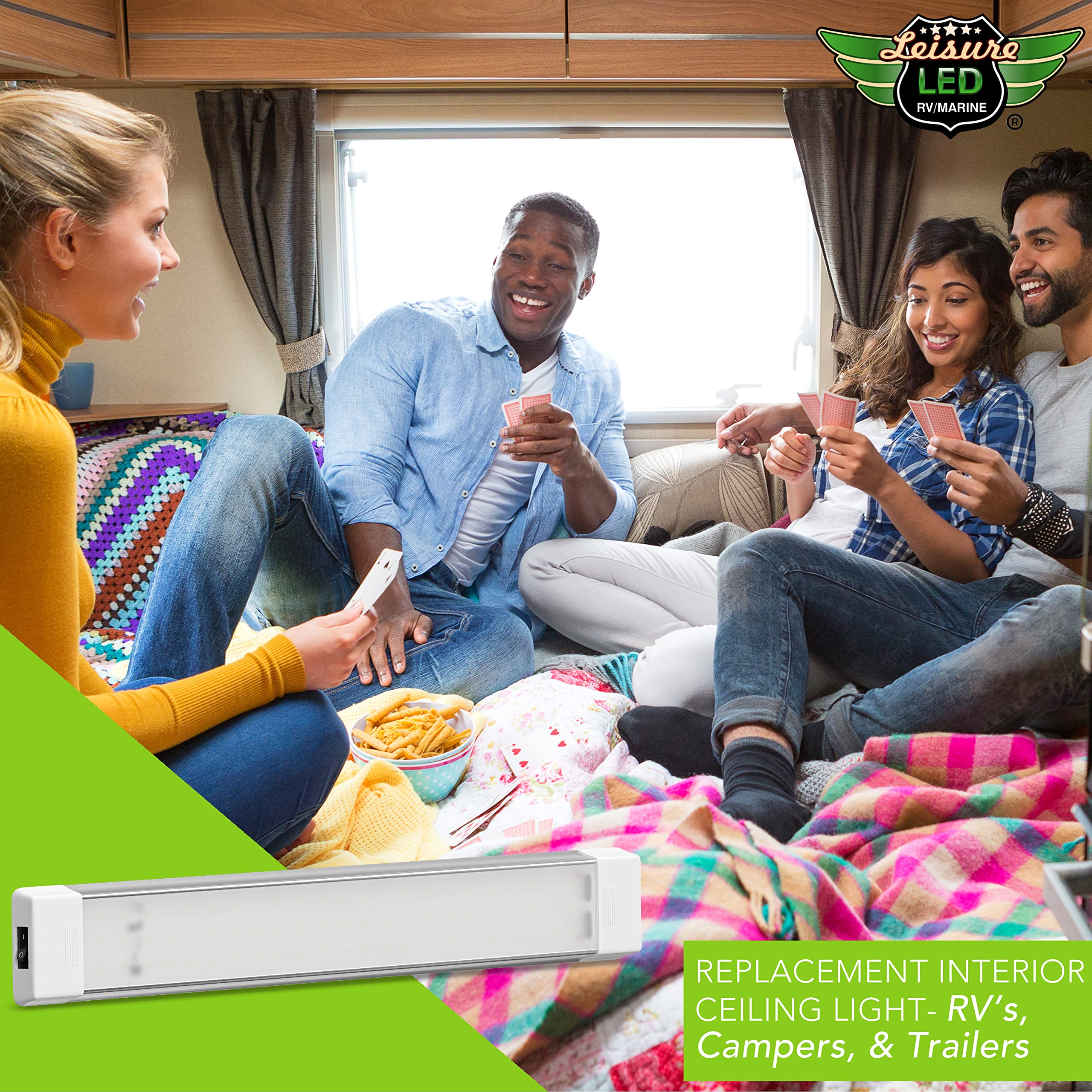 Leisure LED RV LED Ceiling Light Fixture with ON/Off Switch 18.5" 5000K Natural White12V/24V DC 1440 Lumen, LED Interior Light Fixture/Van Cargo Area Light for RV & Utility (18.5" 1440LM NW) - Image 8